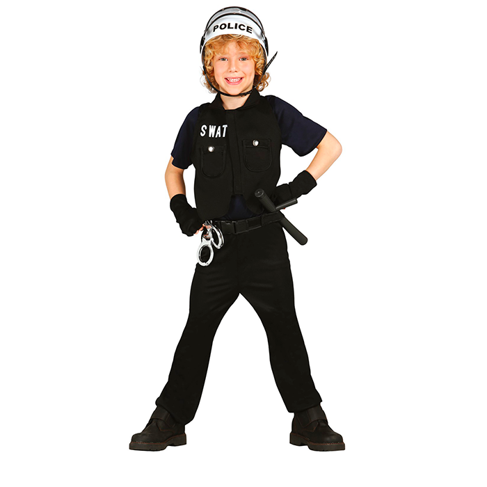 Kids Police Swat Chaleco antibalas y Swat Cap Sombrero Disfraz